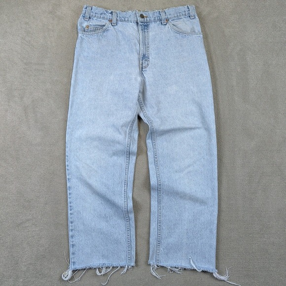 Vintage 1990 Levis 517 Jeans Mens 34x27 Orange Tab USA Bootcut Raw Hem Tag 34x32 — photo 2